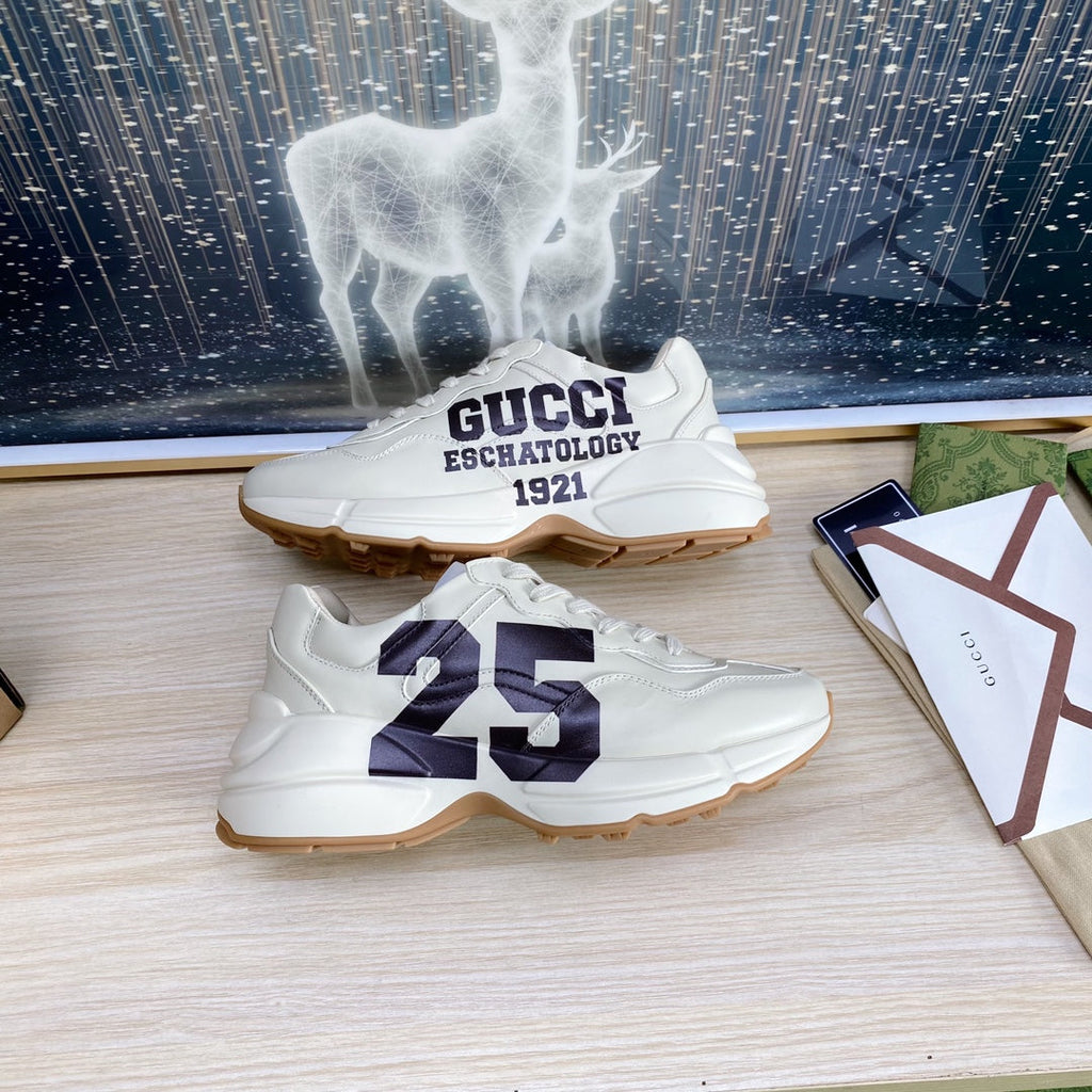 GUCCI COUPLE TRAINER WHITE CALFSKIN WITH ICON 25