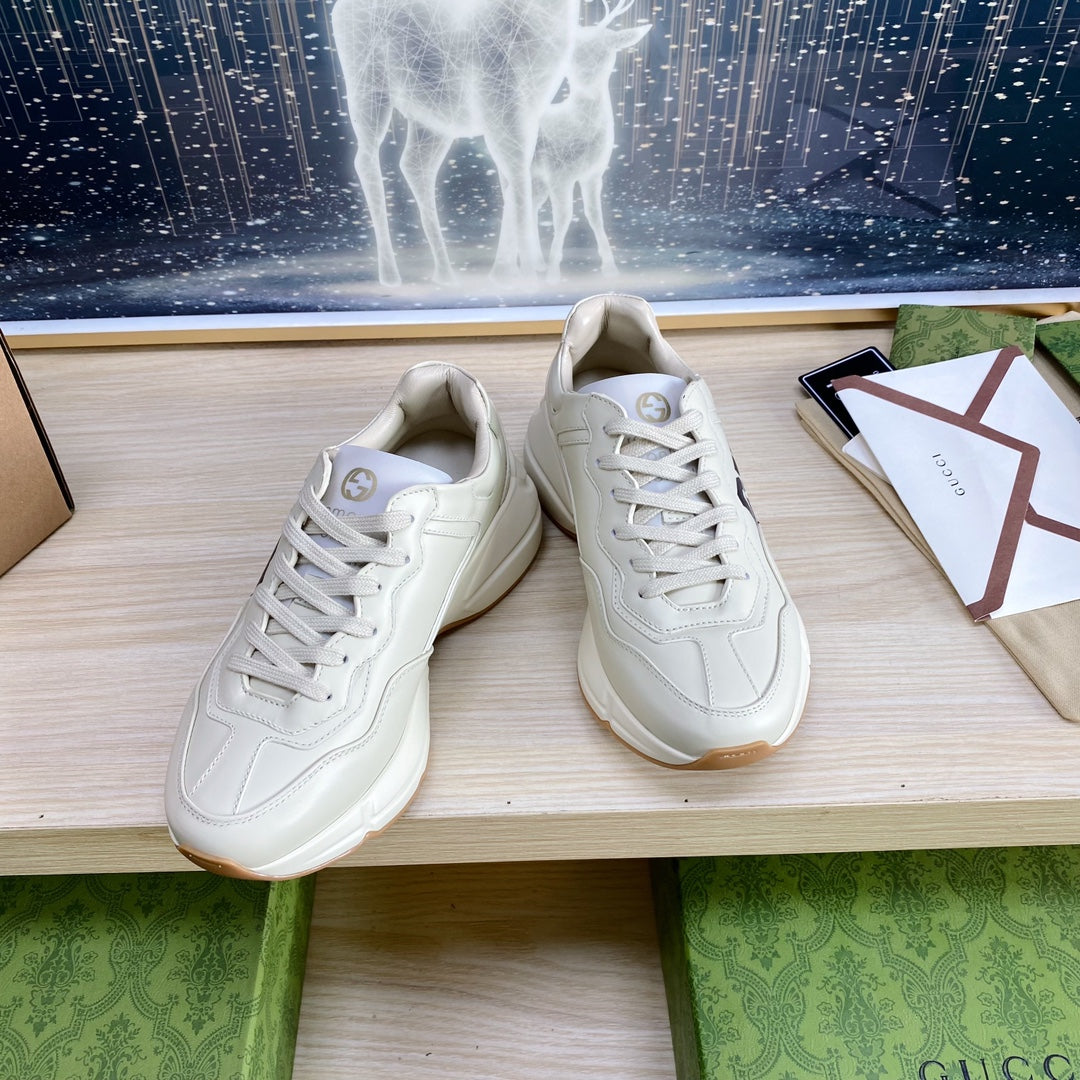 GUCCI COUPLE TRAINER WHITE CALFSKIN WITH ICON 25