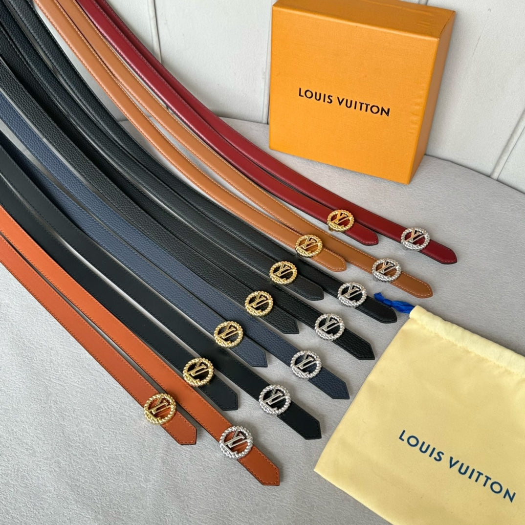 LOUIS VUITTON LV S-LOCK BELT 20 MM IN BRONZE BROWN CALFSKIN AND CIRCLE SILVER HARDWARE