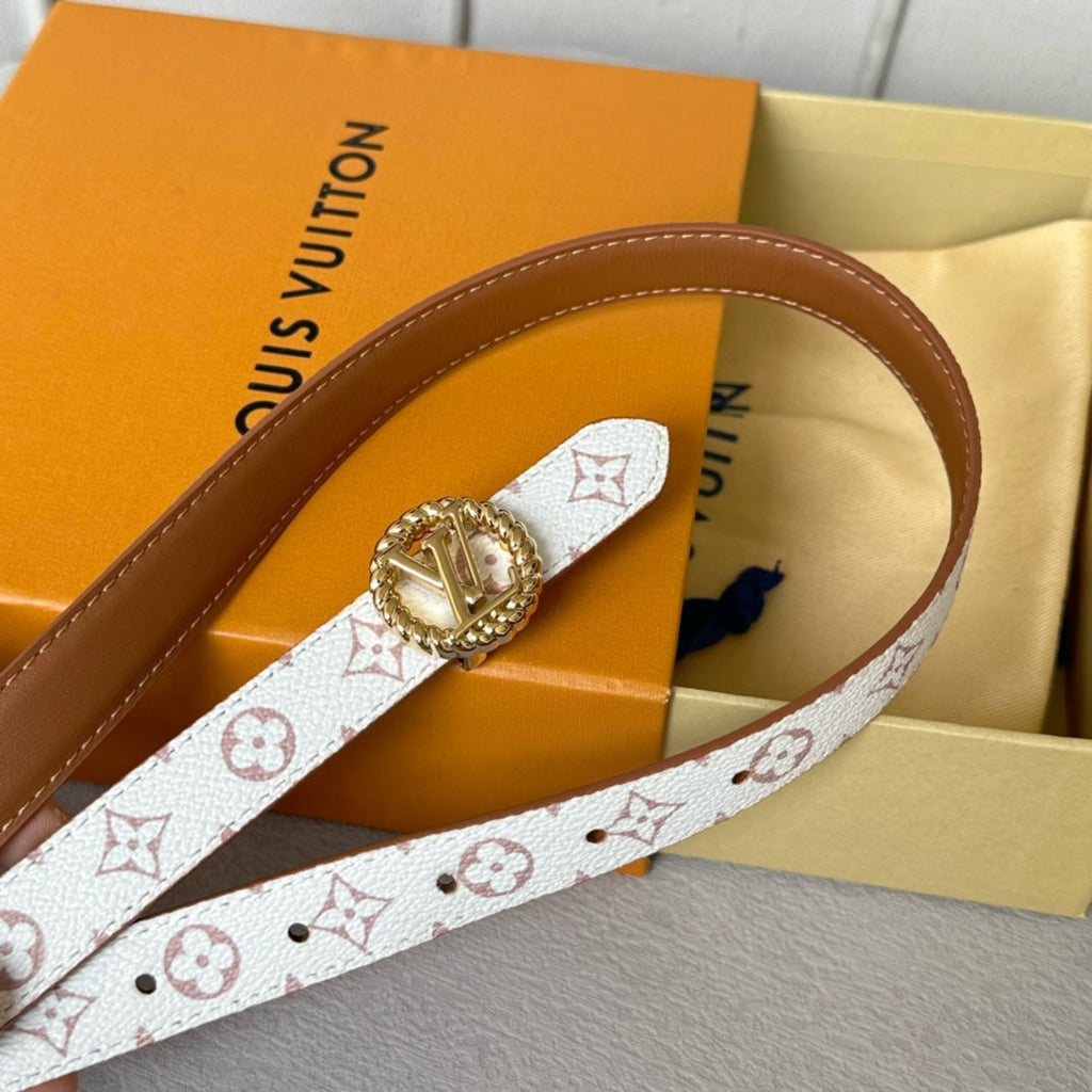 LOUIS VUITTON LV S-LOCK BELT 20 MM IN BRONZE BROWN CALFSKIN AND CIRCLE GOLD HARDWARE