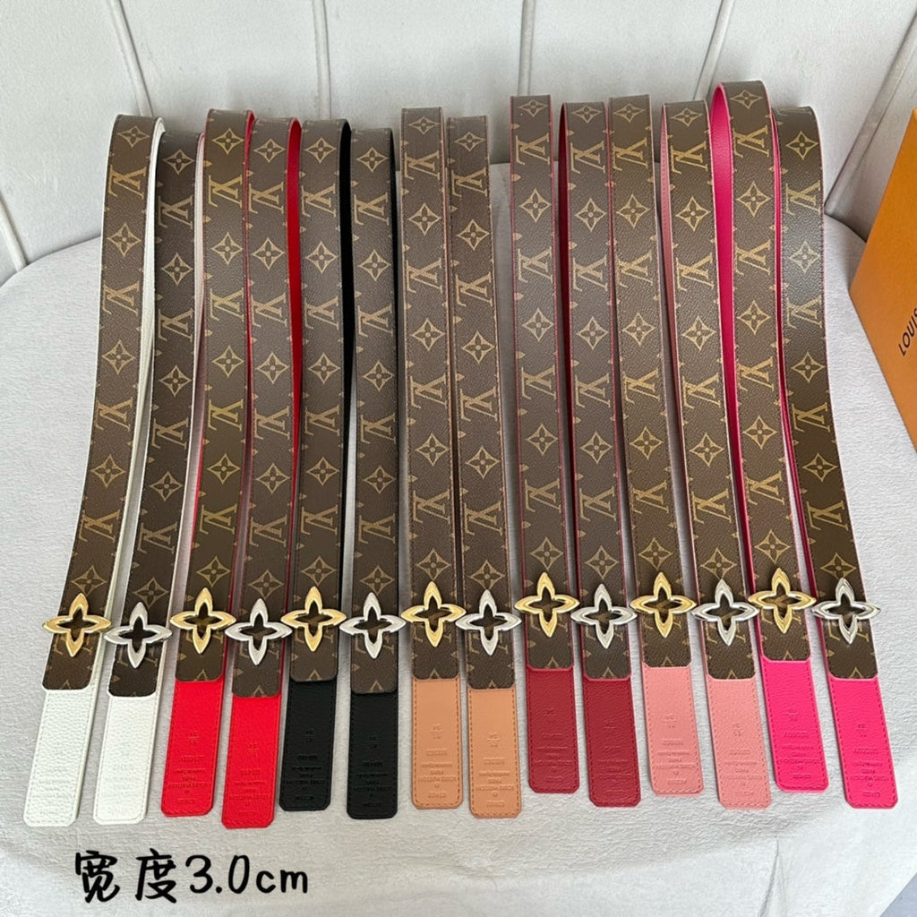 LOUIS VUITTON LV  MINI FLOWERGRAM 30MM REVERSIBLE BELT IN BLACK CALFSKIN GOLD HARDWARE
