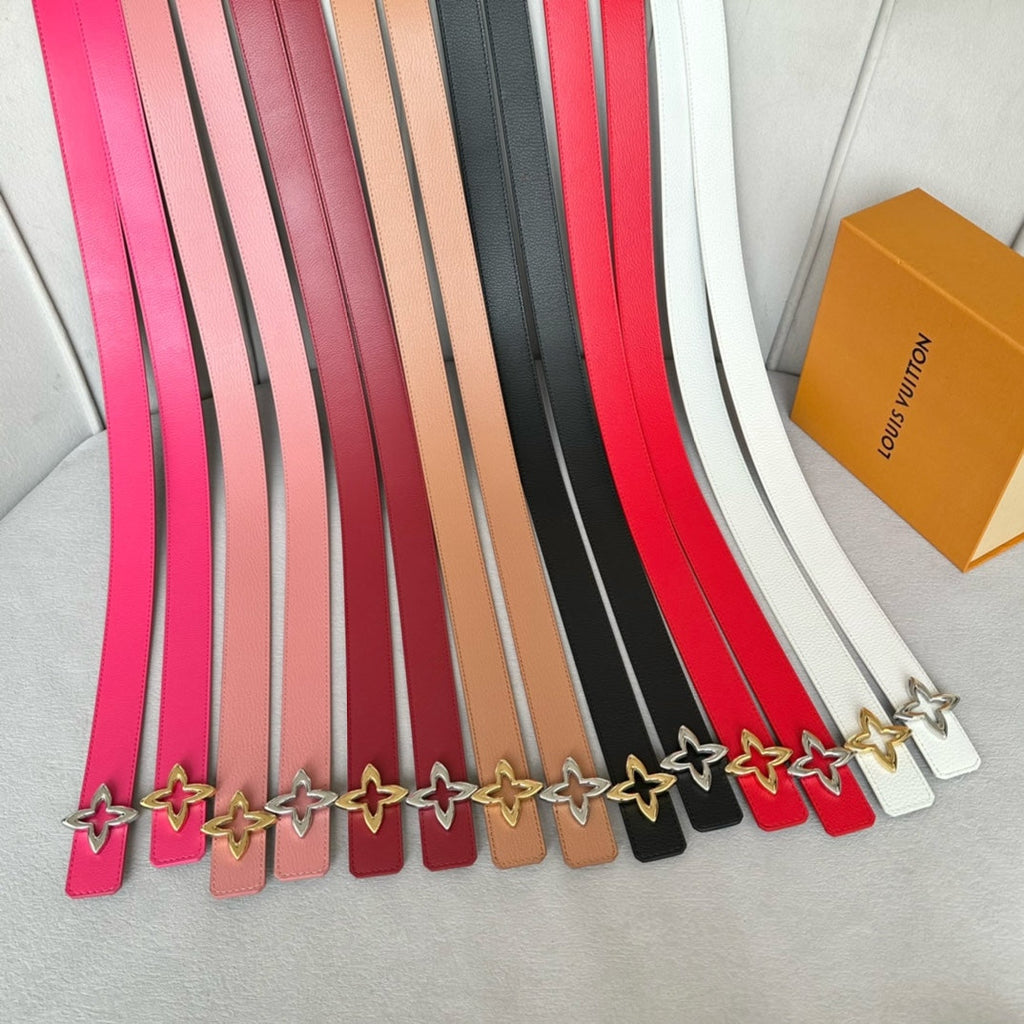 LOUIS VUITTON LV  MINI FLOWERGRAM 30MM REVERSIBLE BELT IN BLOOD RED CALFSKIN GOLD HARDWARE