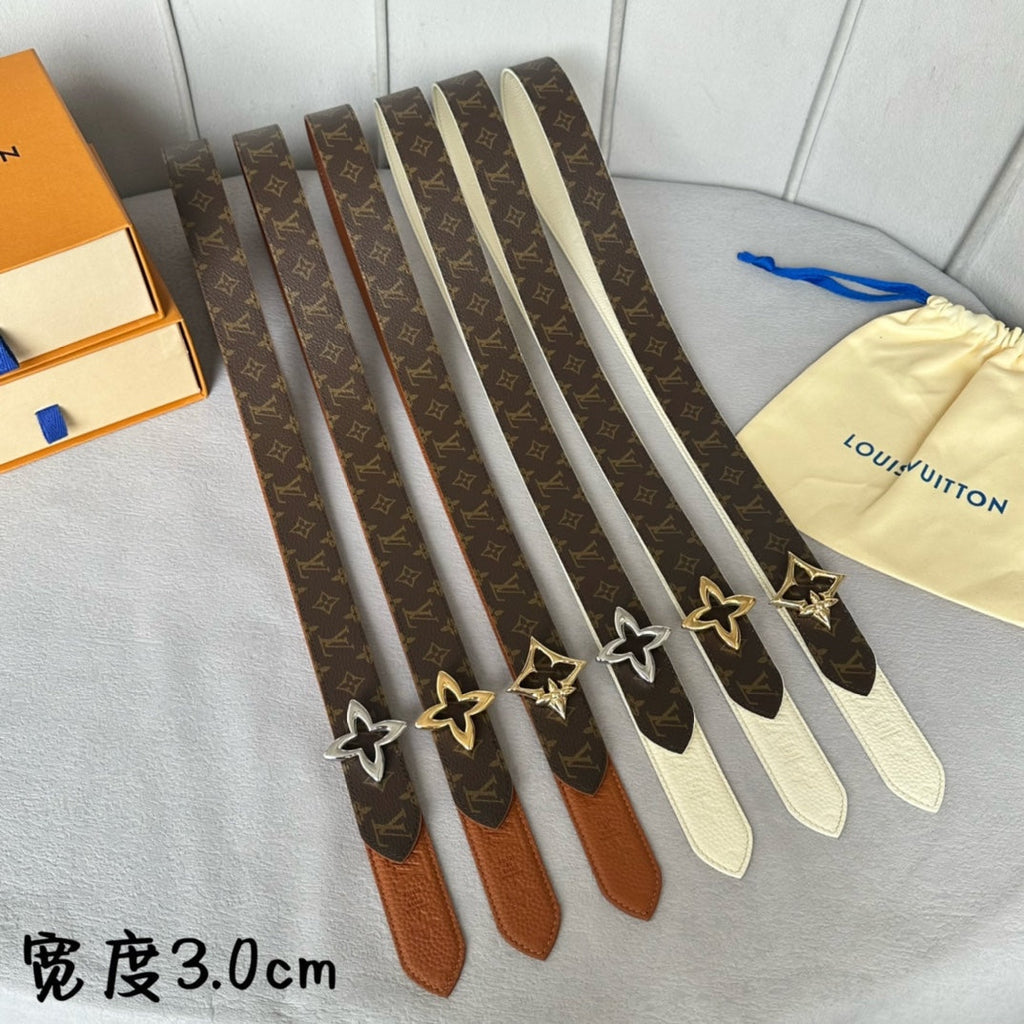 LOUIS VUITTON LV  MINI FLOWERGRAM 30MM REVERSIBLE BELT IN BRONZE BROWN EMBOSSED CALFSKIN GOLD HARDWARE