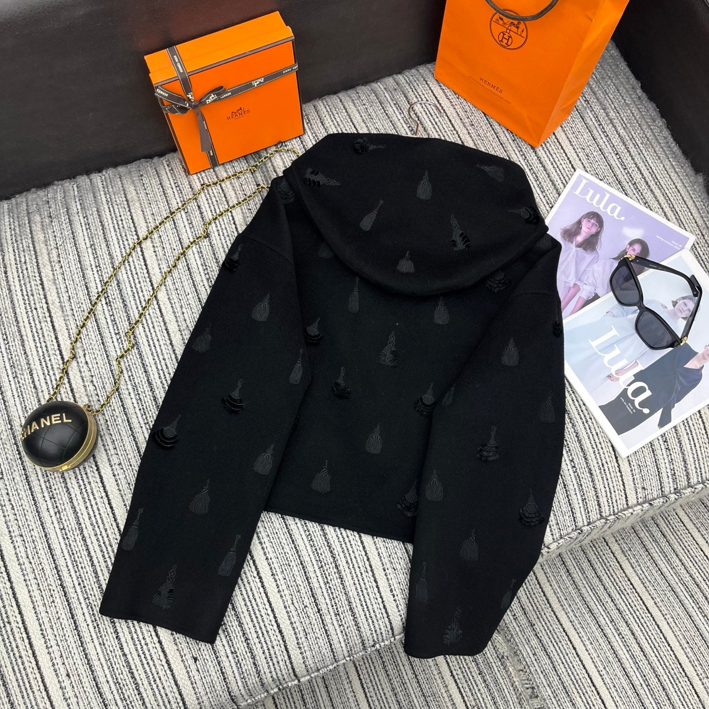 HERMES 25S REVERSIBLE SHORT CASERE HOODED COAT 013