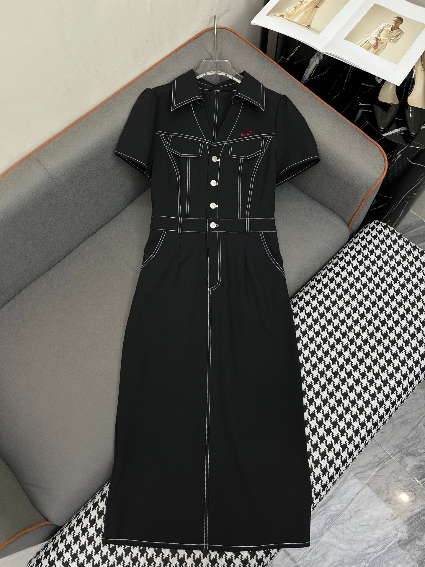 GUCCI LONG SHIRT DRESS IN PAPER DENIM