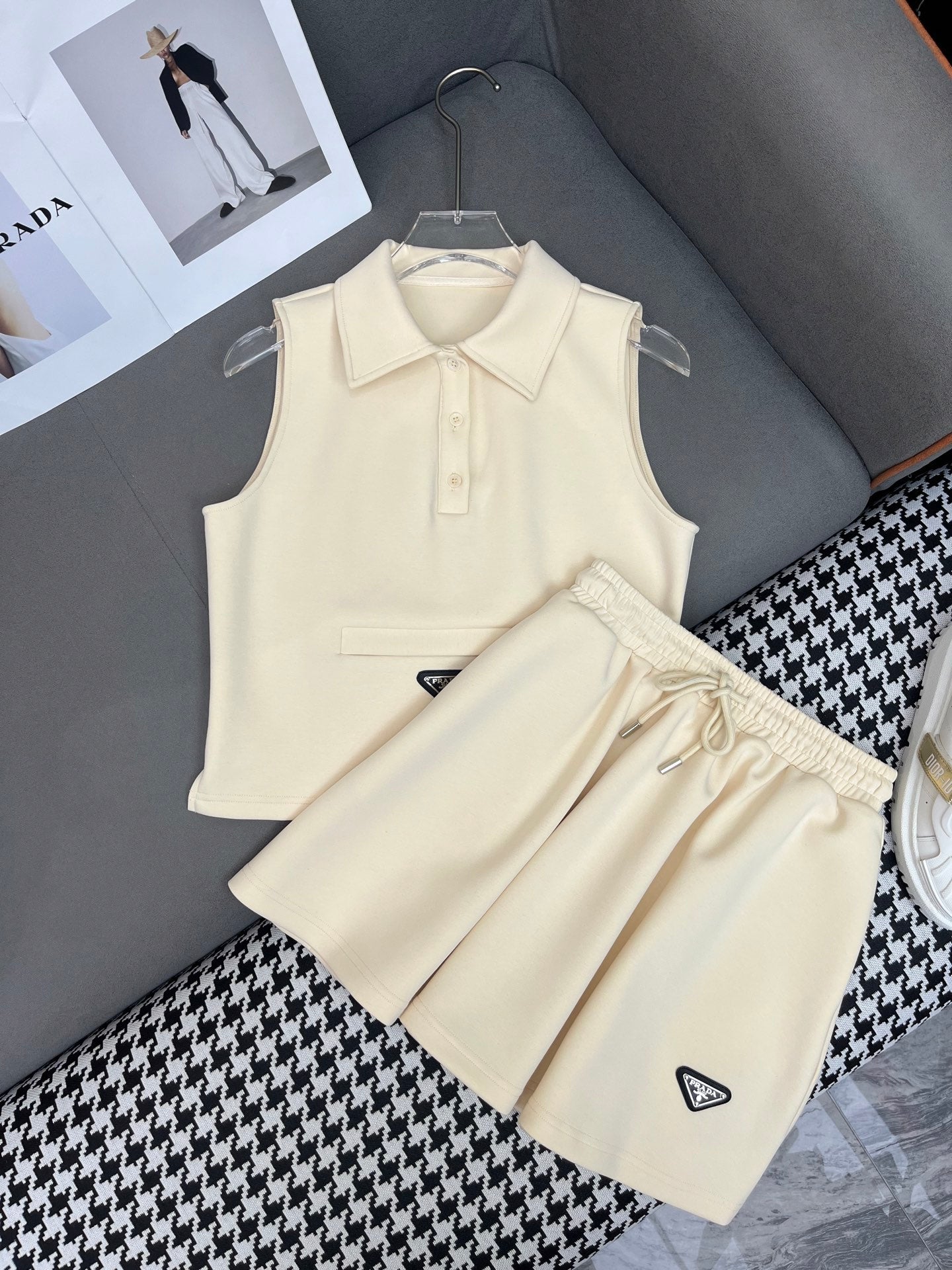 PRADA MATCHING SET WITH SLEEVELESS TOP AND SHORT SKIRT
