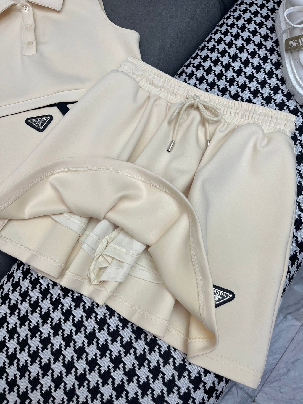 PRADA MATCHING SET WITH SLEEVELESS TOP AND SHORT SKIRT