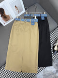 LOUIS VUITTON FRONT-SLIT SKIRT WITH LOGO BELT