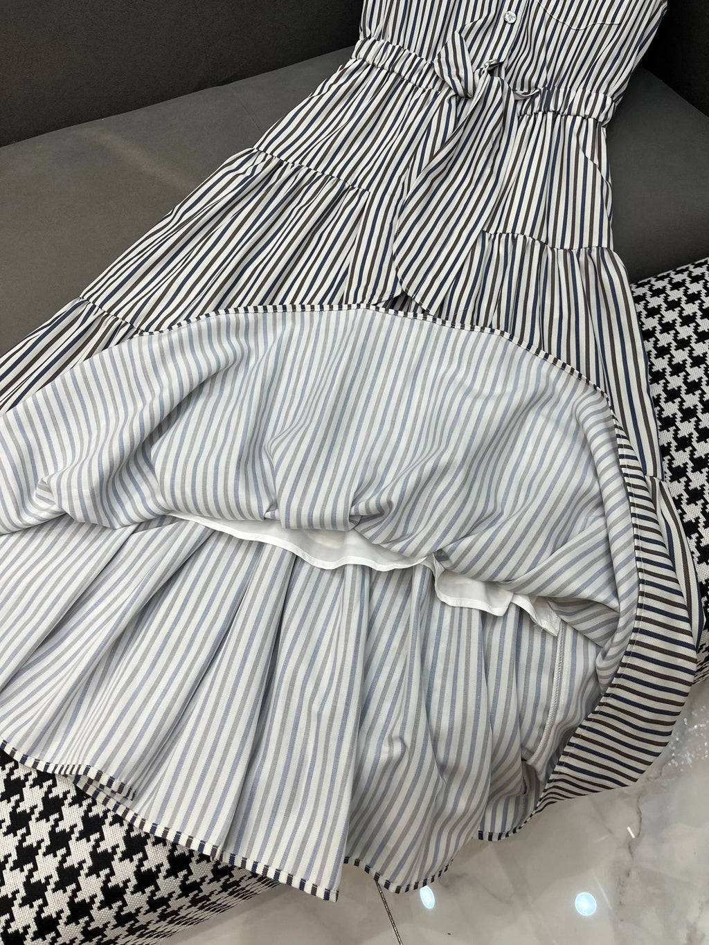 PRADA SLEEVELESS STRIPED SHIRT DRESS