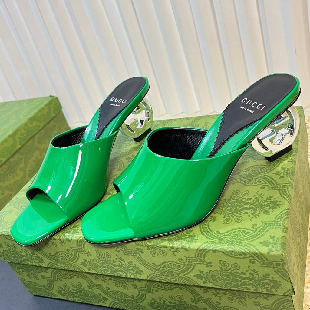 GUCCI Women's Heeled Sandals Glossy Forest Green