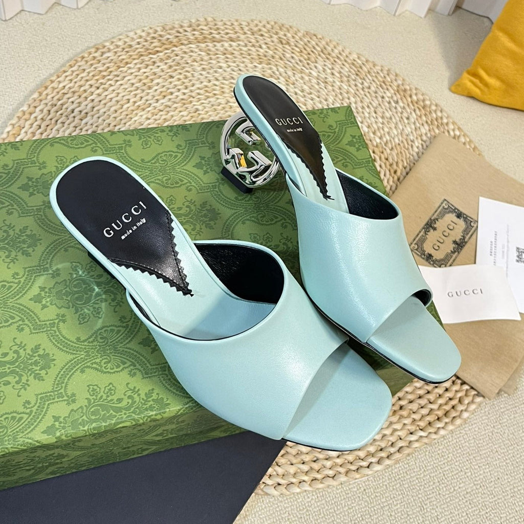 GUCCI Women's Heeled Sandals Vivid Sky Blue