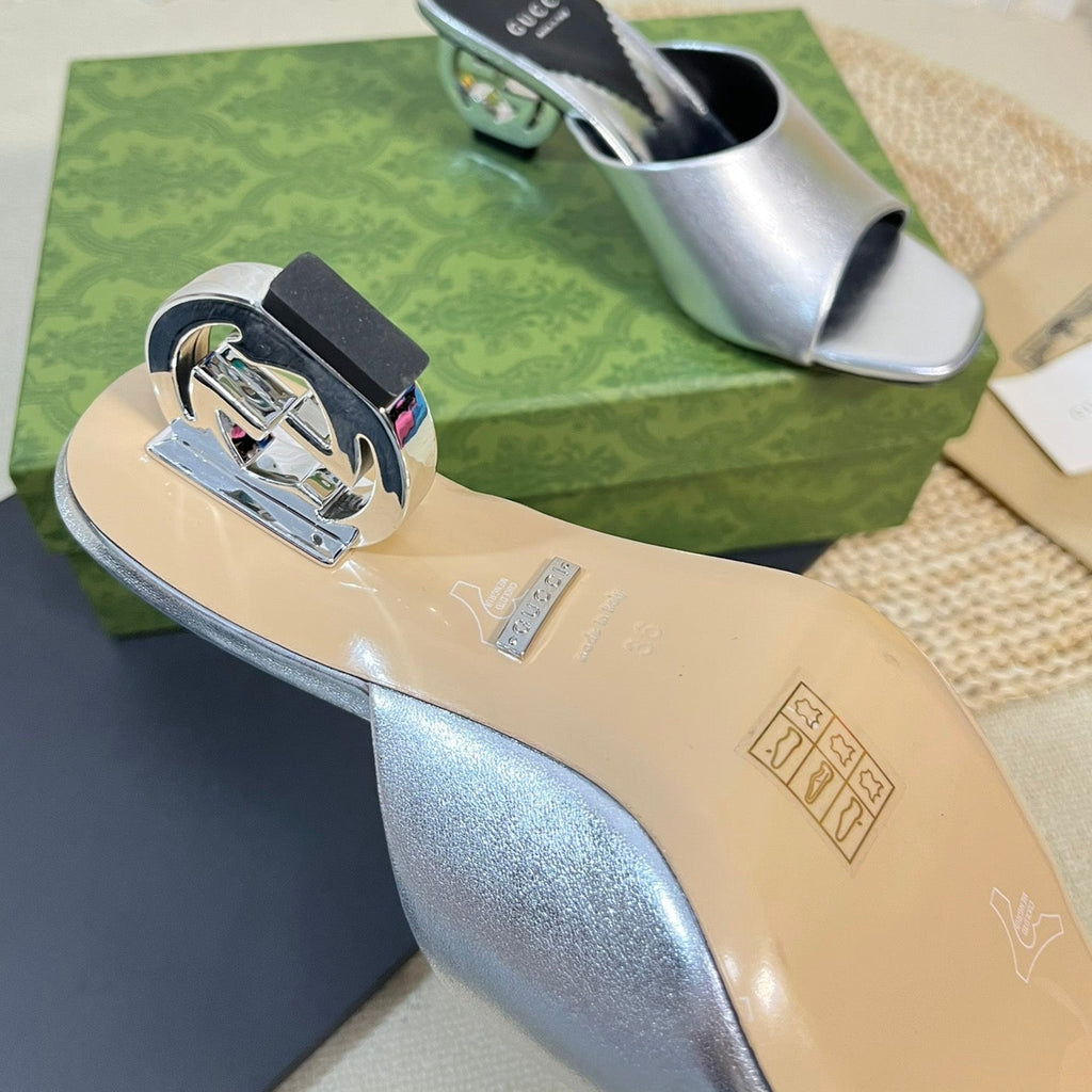 GUCCI Women's Heeled Sandals Silver