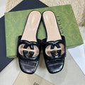 GUCCI Cut Out Slide Sandals Black
