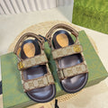 GUCCI Sandal With Double G Brown Caro