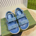 GUCCI Sandal With Double G Blue Caro