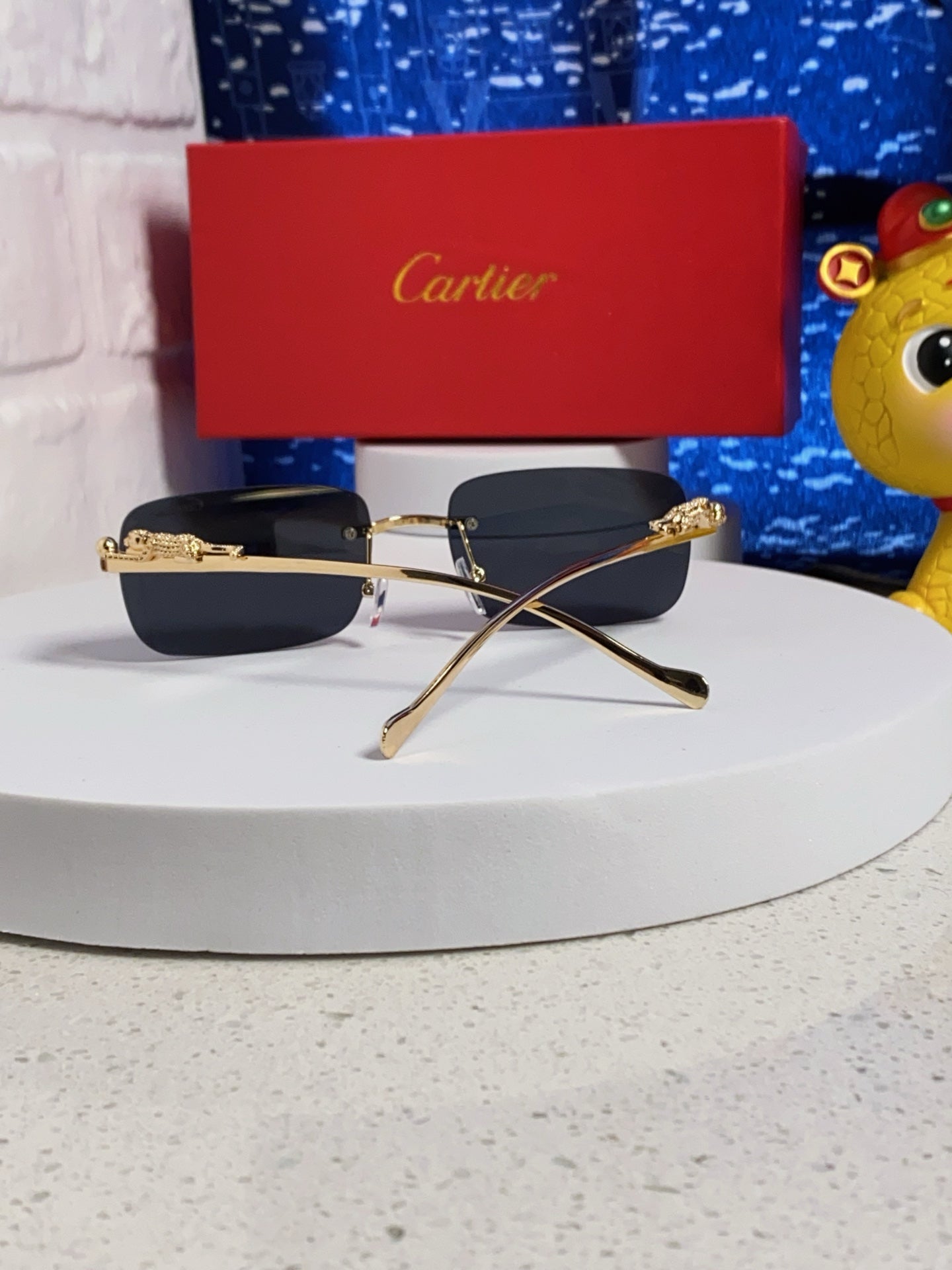 PANTHÈRE RECTANGULAR FRAME SUNGLASSES 567503 IN METAL