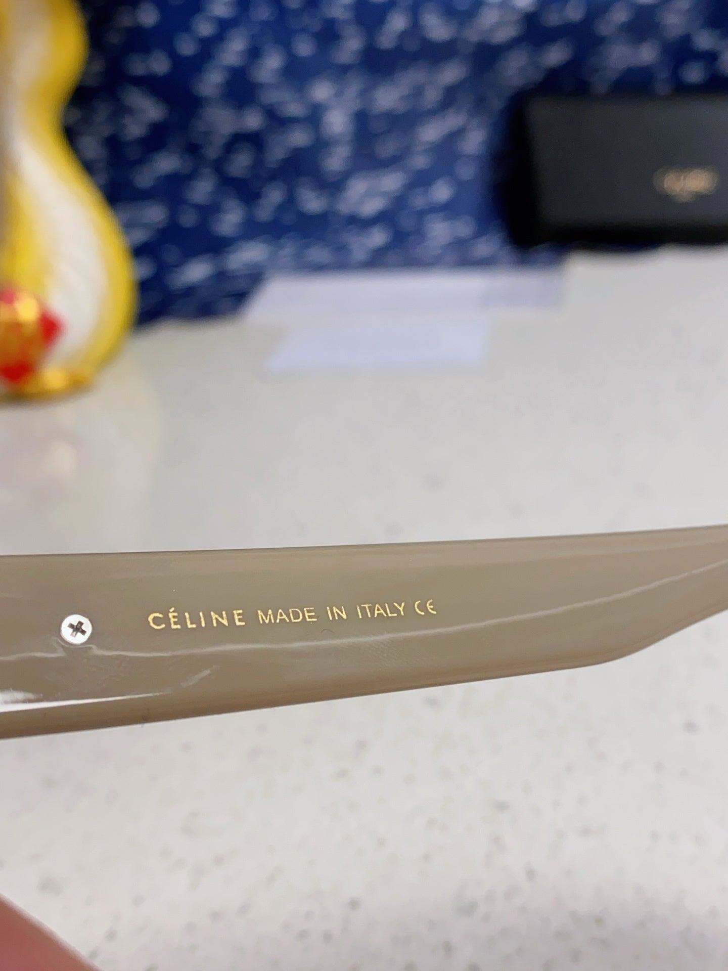 CELINE TRIOMPHE SUNGLASS 533218 IN IVORY ACETATE CAMEL LENSES