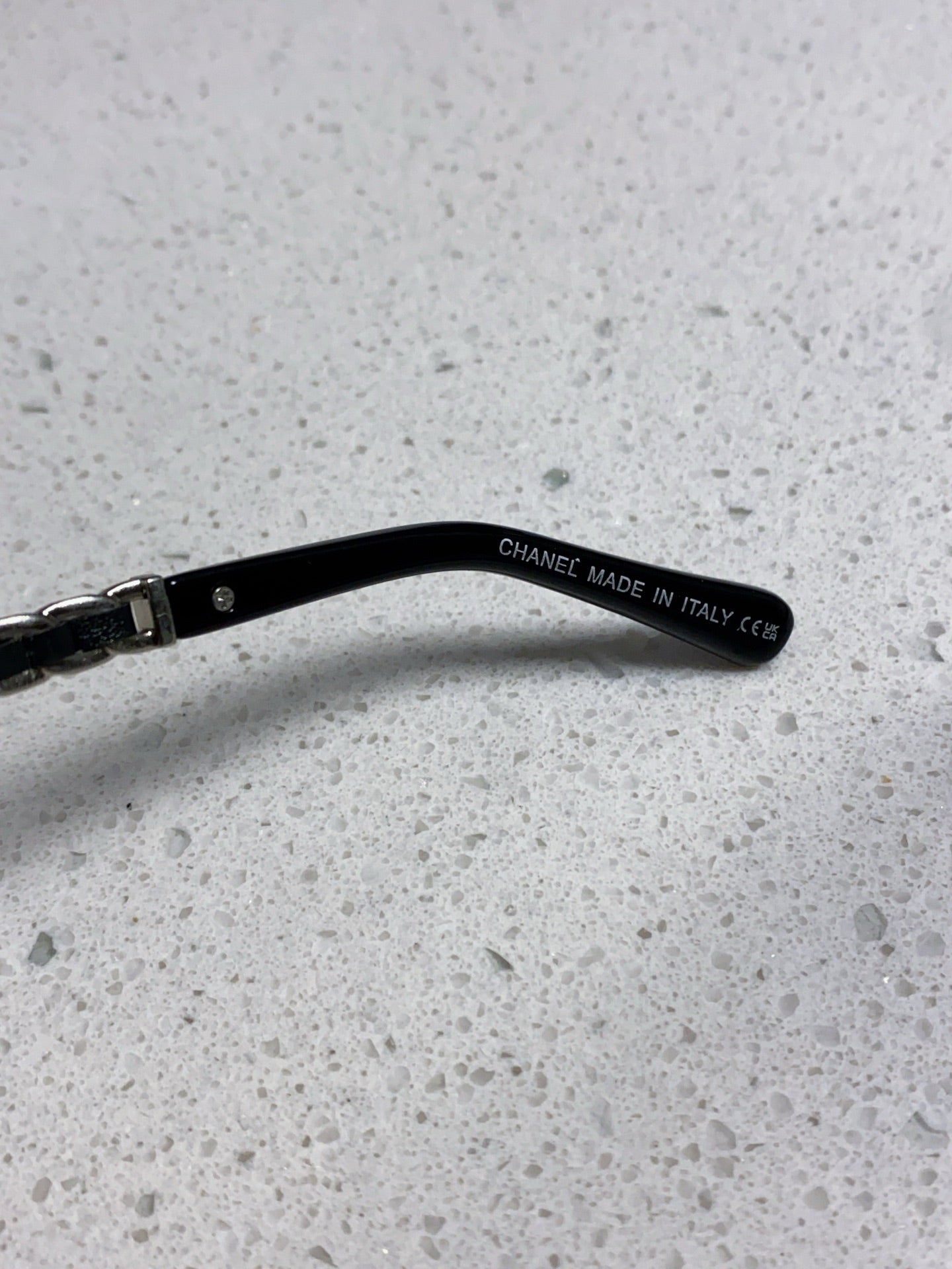 CHANEL SQUARE SUNGLASSES 632032 IN BLACK ACETATE SILVER METAL