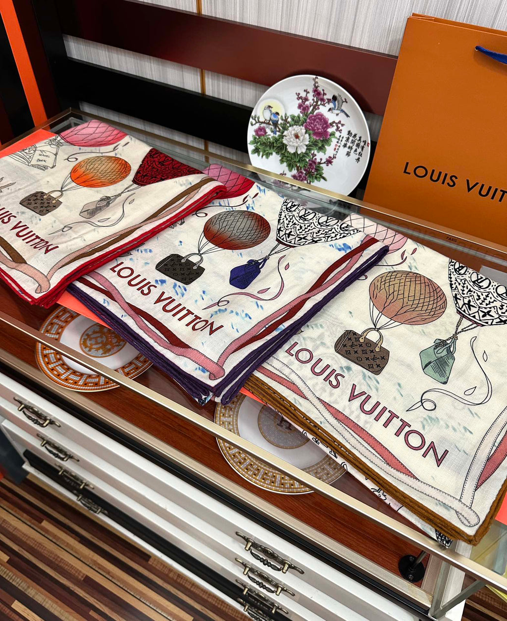 LOUIS VUITTON UP AND AWAY 140 CM SQUARE SILK SCARF COLORFUL 400073