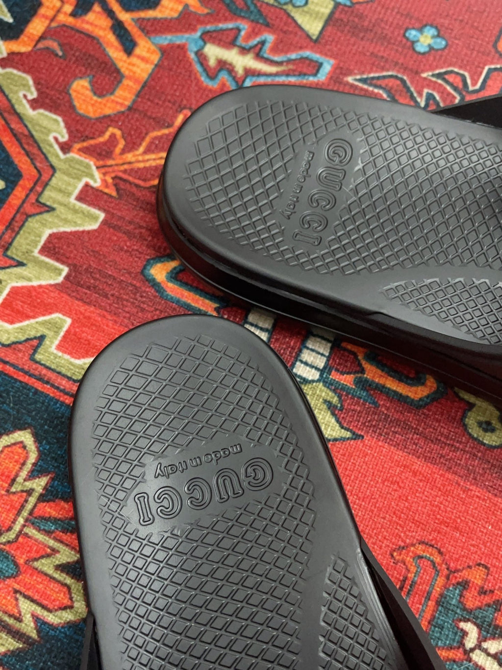 GUCCI INTERLOCKING G SLIDE SANDAL BLACK RUBBER