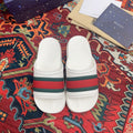 GUCCI WEB SLIDE SANDAL WHITE RUBBER
