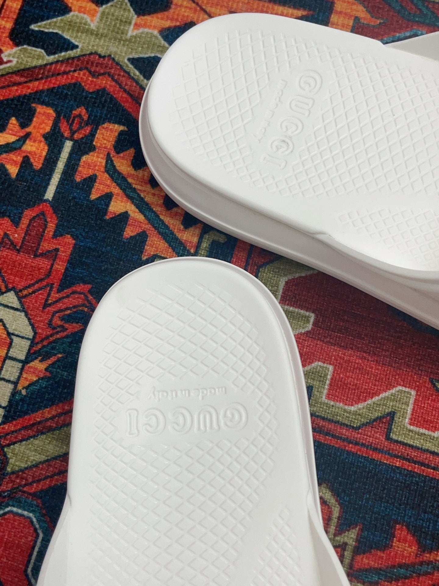 GUCCI WEB SLIDE SANDAL WHITE RUBBER