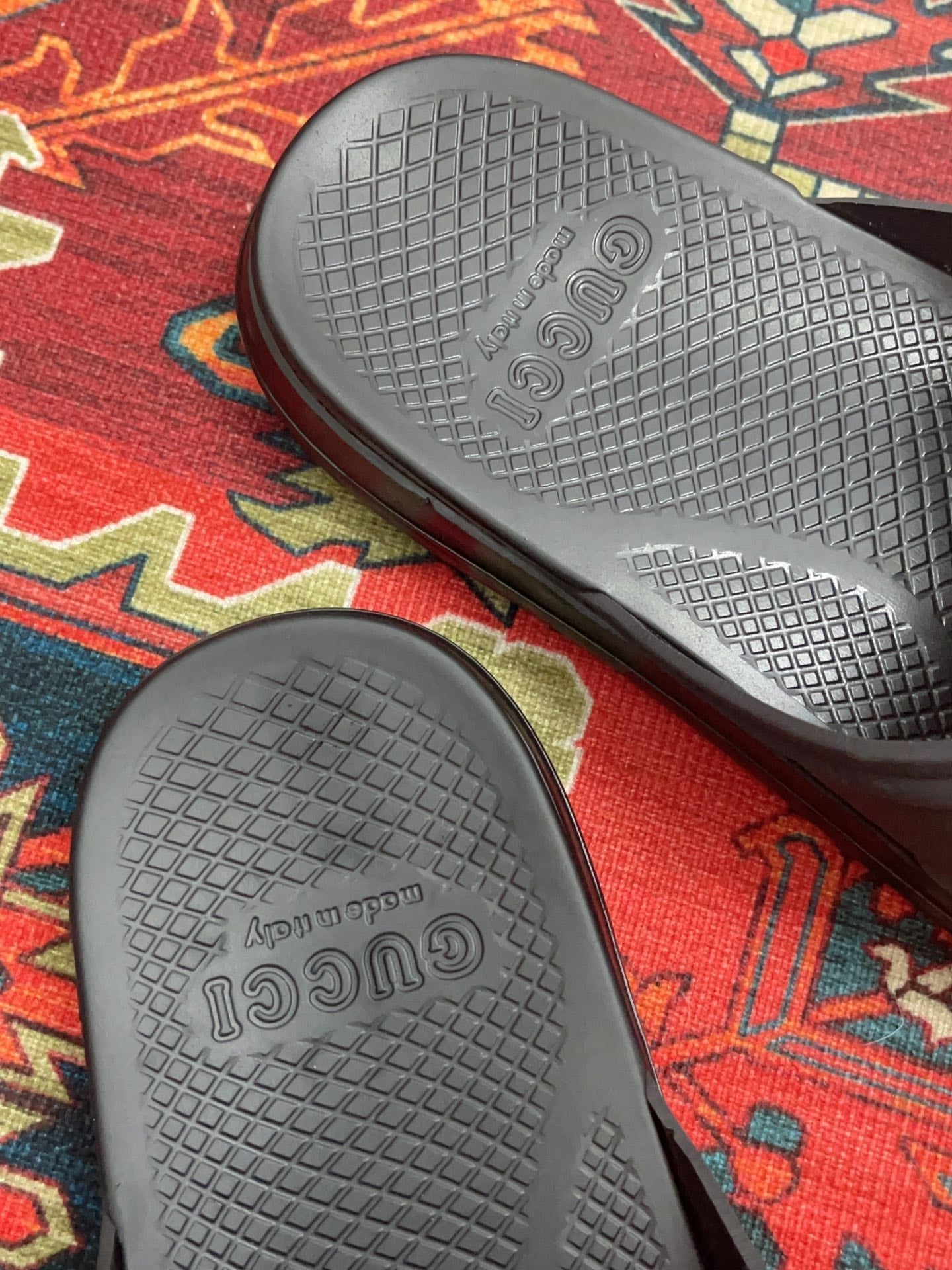 GUCCI WEB SLIDE SANDAL BLACK RUBBER