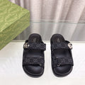 GUCCI Rubber Sole Logo Sandals Black Caro