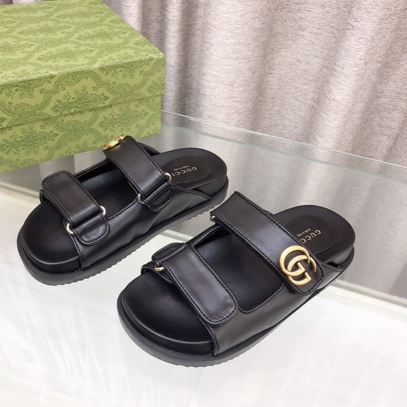 GUCCI Rubber Sole Logo Sandals Black