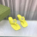 GUCCI marmont logo - embellished mattelasse leather sandal in yellow