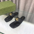 GUCCI marmont logo - embellished mattelasse leather sandal in black