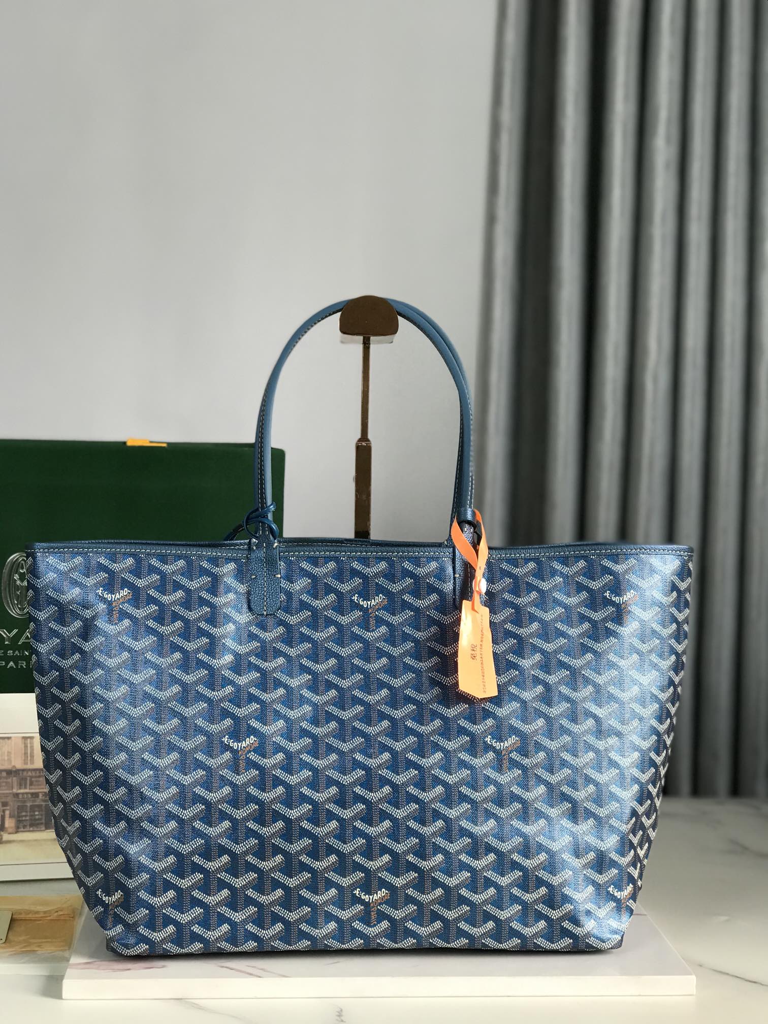 SAINT LOUIS PM 34 IN NAVY BLUE GOYARDINE CANVAS AND CALFSKIN