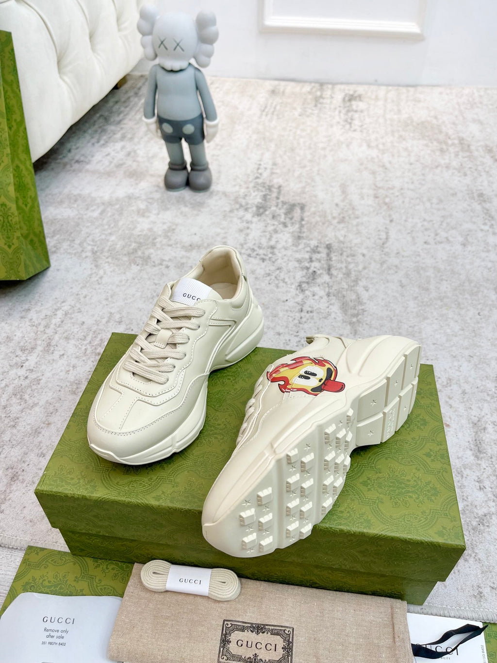 GUCCI RHYTON TRAINER WHITE LAMBSKIN WITH ICON