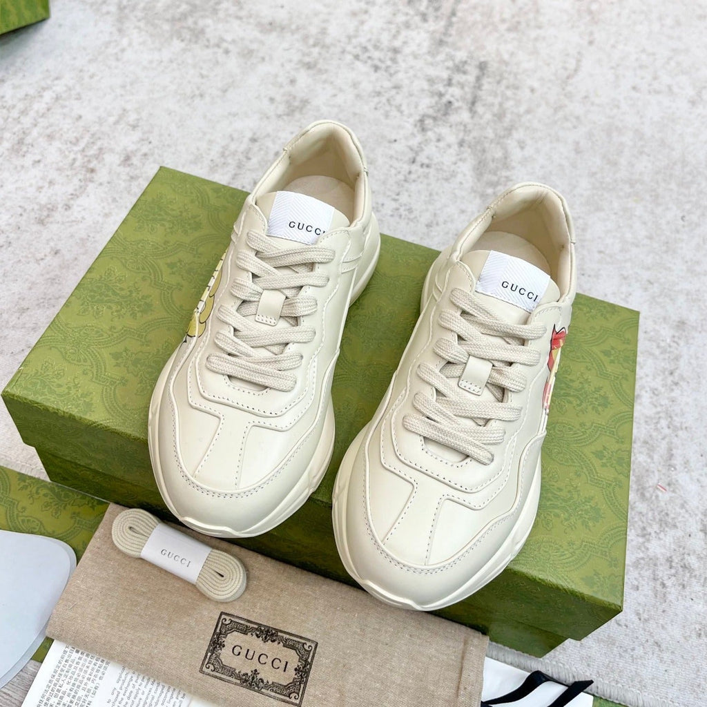 GUCCI RHYTON TRAINER WHITE LAMBSKIN WITH ICON