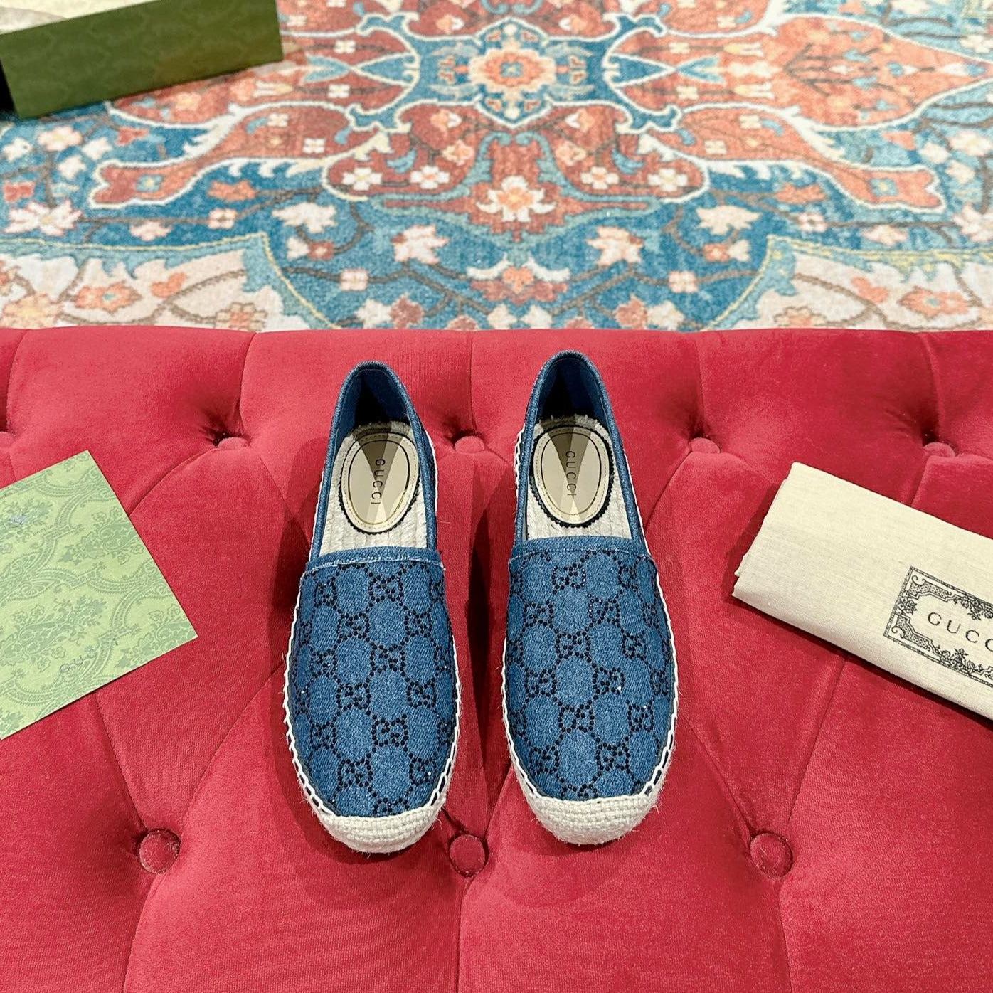 GUCCI ESPADRILLE LOAFER AEGEAN CANVAS