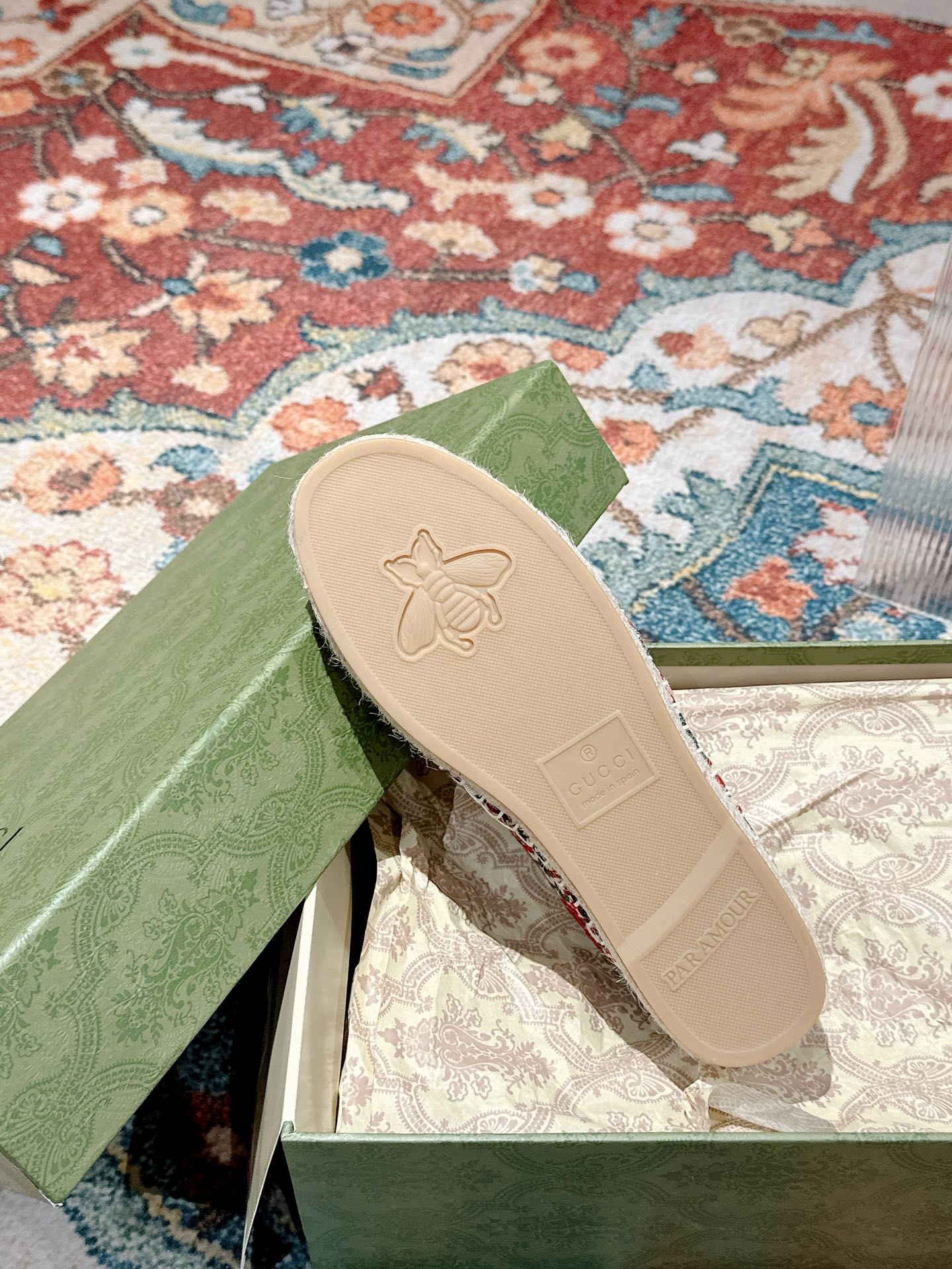 GUCCI ESPADRILLE LOAFER CRIMSON AND OCEAN CANVAS
