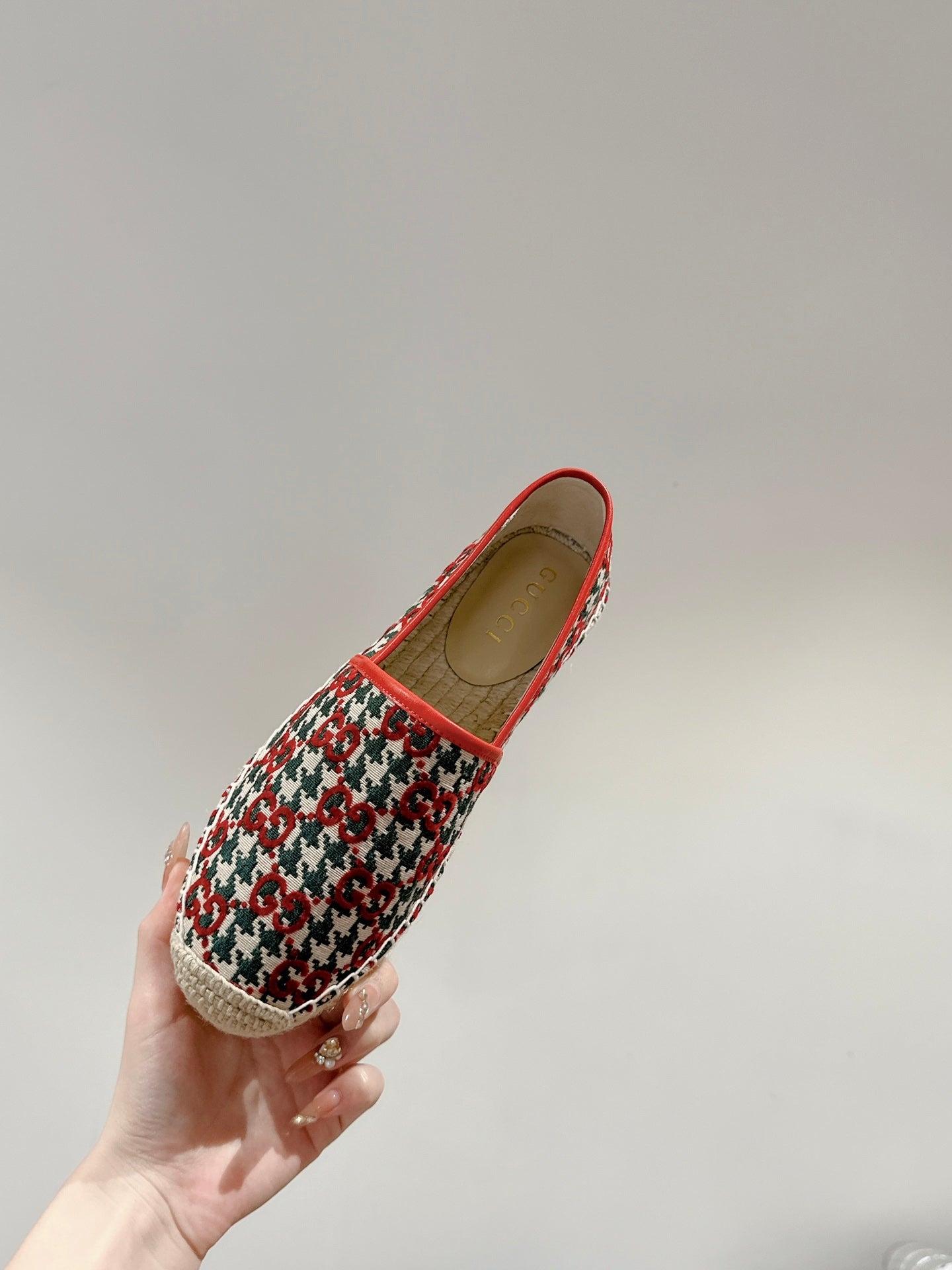GUCCI ESPADRILLE LOAFER CRIMSON AND OCEAN CANVAS
