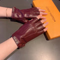 LOUIS VUITTON FINGERLESS GLOVES IN GARNET RED LAMBSKIN 453645