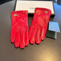 GUCCI TOUCHSCREEN GLOVES IN RED LAMBSKIN AND SHEARLING LINING 463862