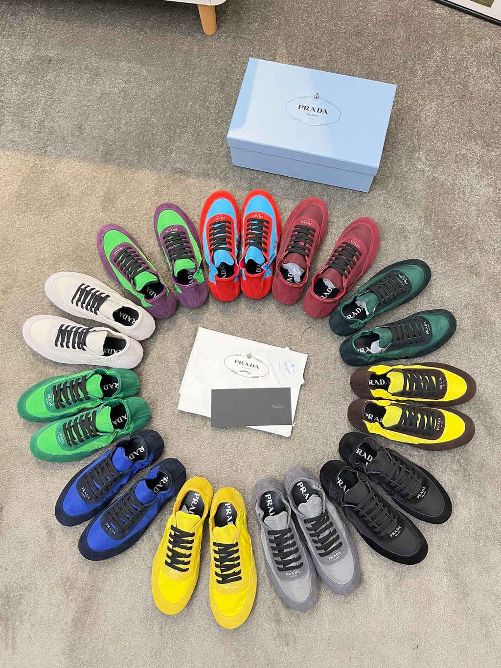 PRADA COLLAPSE SNEAKERS IN GREEN SUEDE AND NYLON