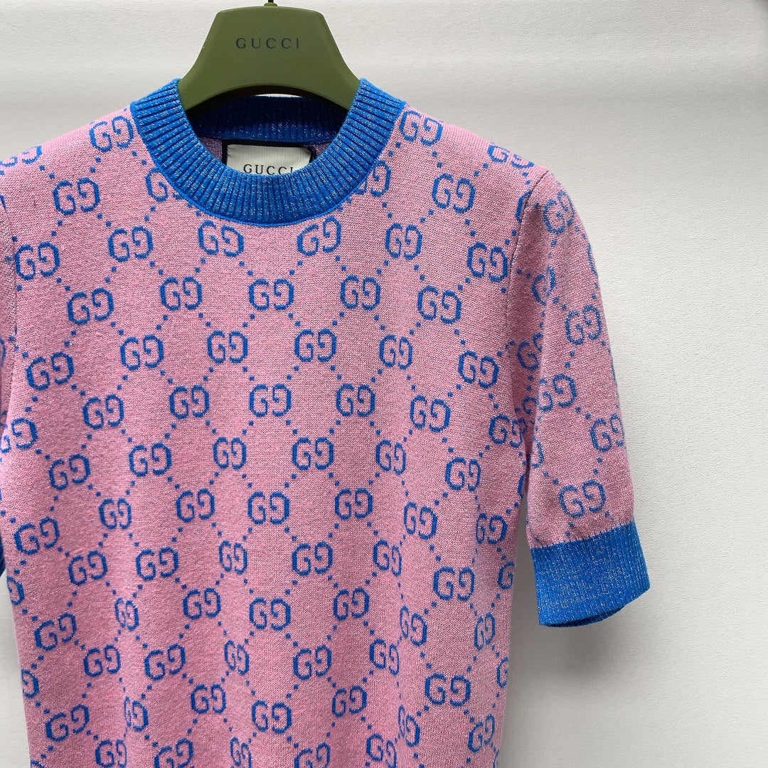 GUCCI SHORT-SLEEVE KNIT TOP 257395