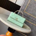 CHANEL 25S KELLY BAG 18 IN LIGHT GREEN CAVIAR LEATHER WITH GOLD HARDWARE