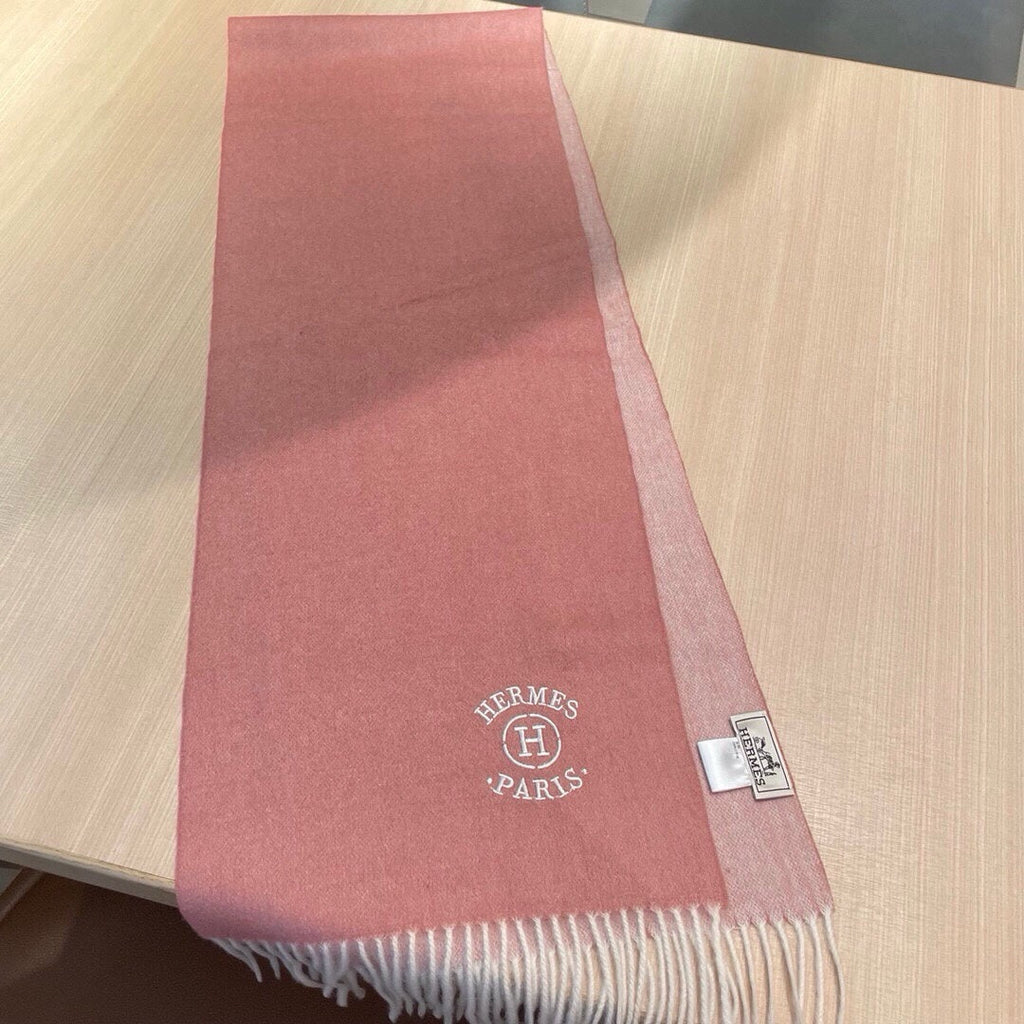 HERMES RECTO-VERSO MUFFLER 190 ROSE PINK CASERE