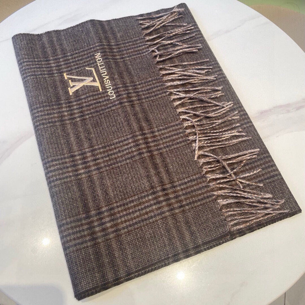 LOUIS VUITTON SCARF 180 CM IN WENGE BROWN LAMBSWOOL 390813