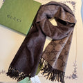 GUCCI SCARF 200 CM CHOCOLATE BROWN  CASHMERE JACQUARD 405133