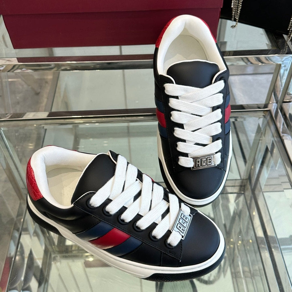 GUCCI ACE SNEAKER IN BLACK SHEEPSKIN