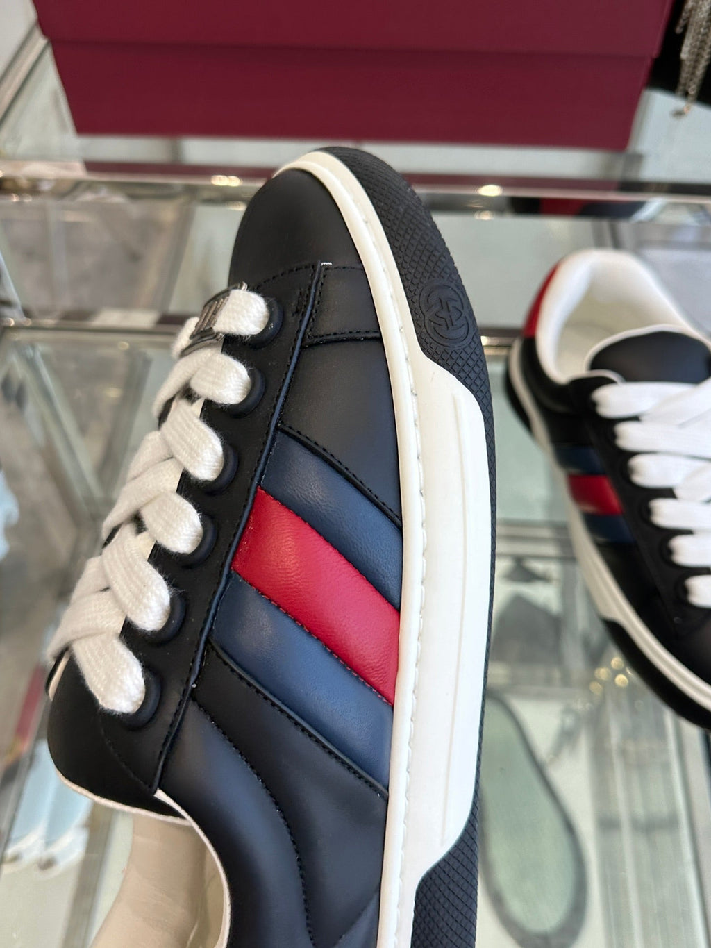 GUCCI ACE SNEAKER IN BLACK SHEEPSKIN