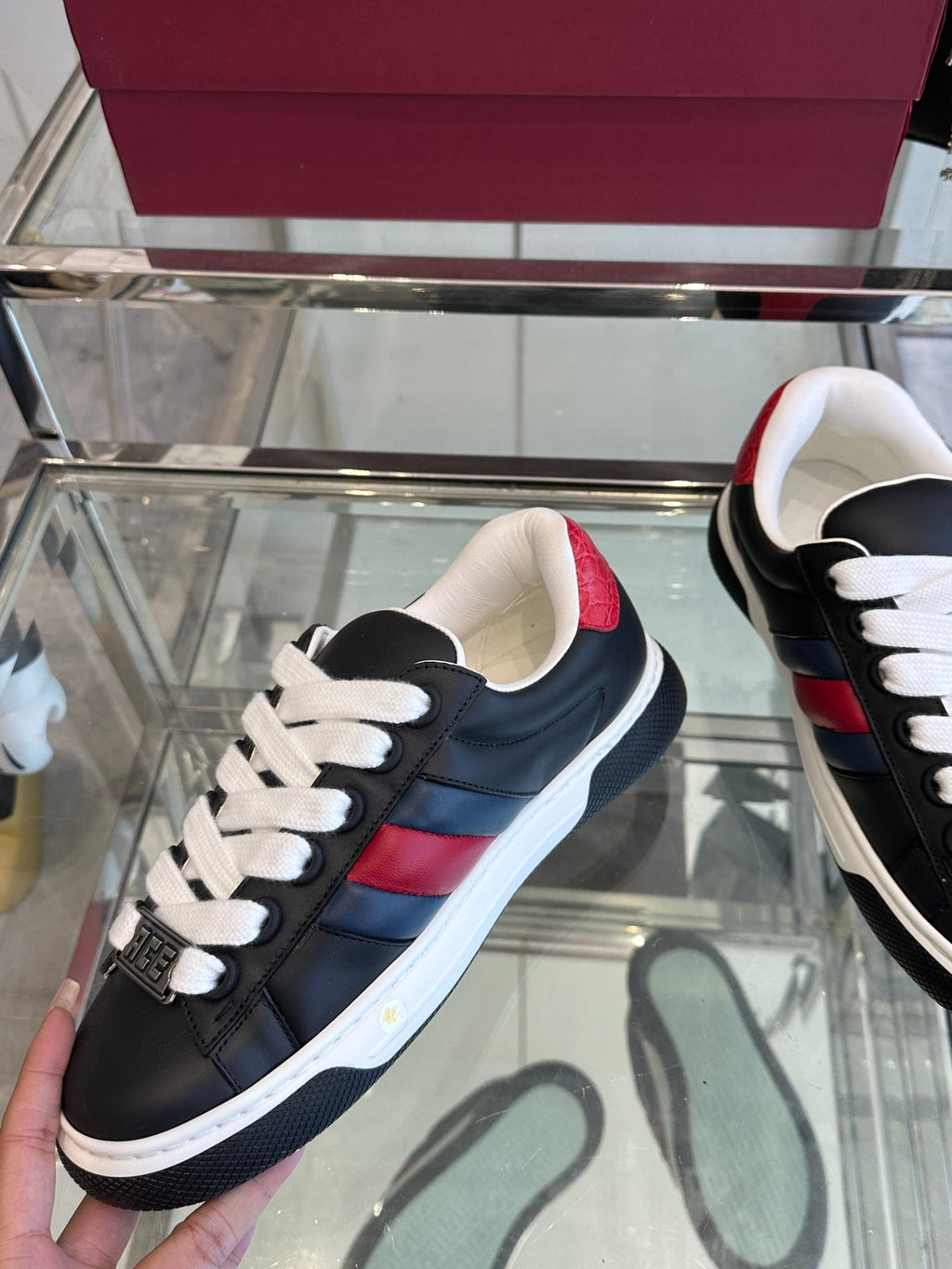 GUCCI ACE SNEAKER IN BLACK SHEEPSKIN