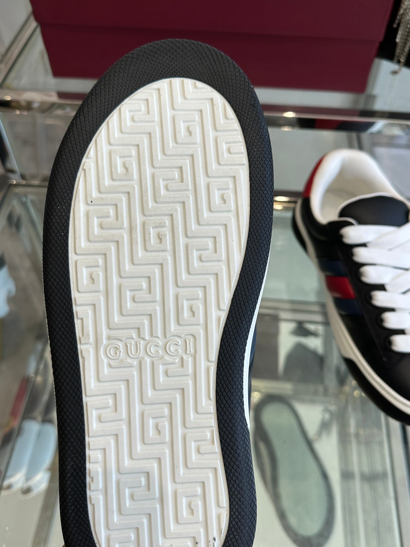 GUCCI ACE SNEAKER IN BLACK SHEEPSKIN