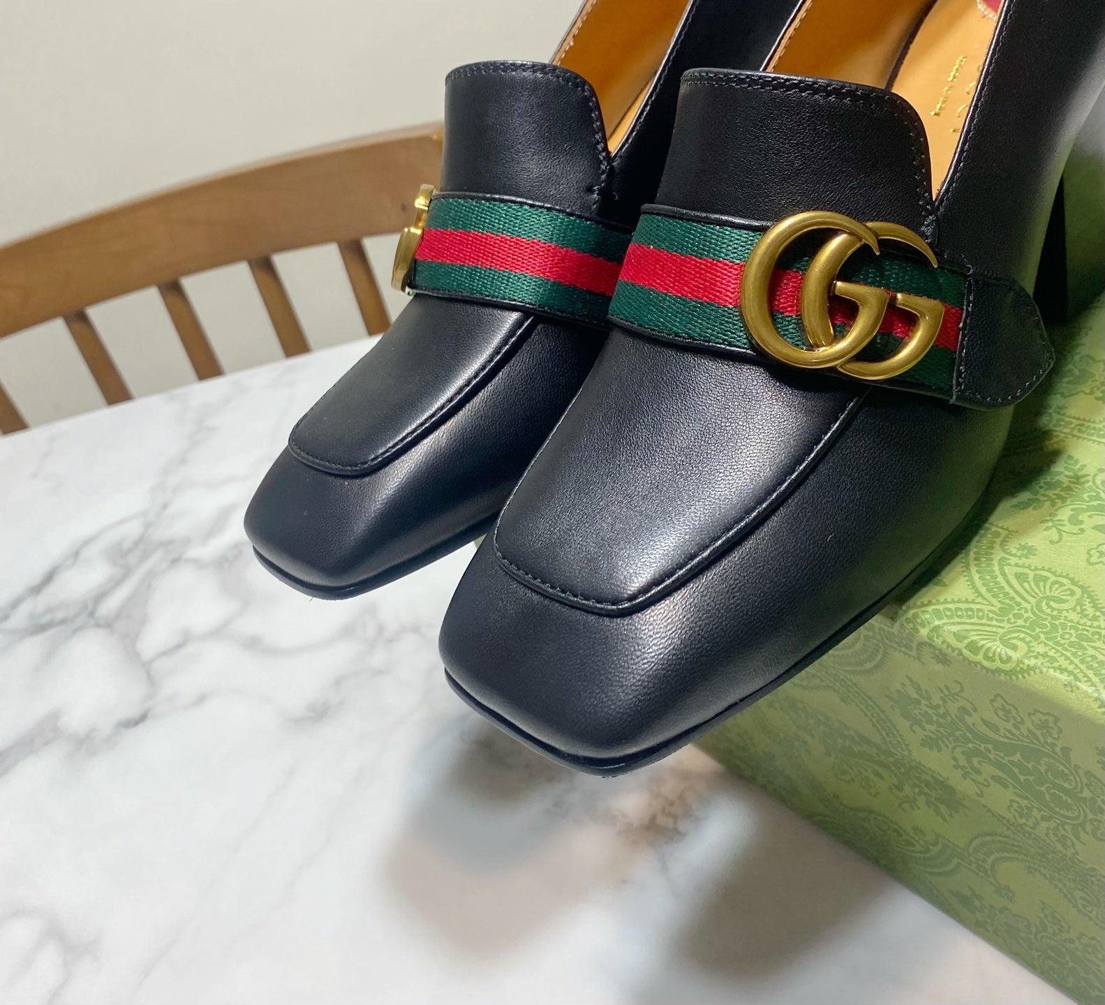 GUCCI 26S  LOAFERS 75 MM IN BLACK CALFSKIN STYLE 1